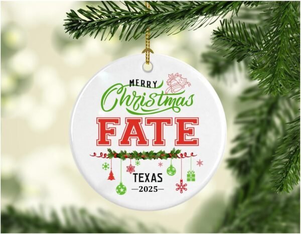 Christmas Ornaments 2025 Gifts Hometown Fate Texas Xmas Tree Decorations Ornaments Fate TX Souvenir Gift for Family Keepsake Rustic 3" White