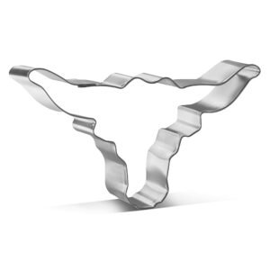 COOKIECUTTER.COM Medium Longhorn Cookie Cutter 4.5 Inch â€“Tin Plated Steel Cookie Cutters â€“ Medium Longhorn Cookie Mold