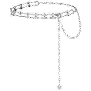 Cow Girl Belt Silver Western Belt Chain Belts Western Metal Concho Belts for Women Cowgirl Boho Waist Chain Country Concert Outfit for Dress Jeans Pants