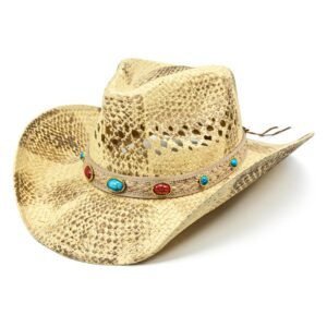 Cowgirl Hats for Women Straw Cowboy Hat Western Beach Sun Hat with Shapeable Brim for Coastal Cowgirl