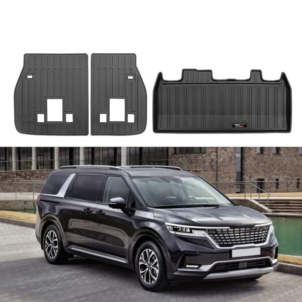Custom for 2022 2023 2024 2025 Kia Carnival Cargo Mats Trunk Liner and Backrest Mats All Weather TPE Protection Mats for Kia Carnival Accessories (Cargo Mats+Backrest Mats)