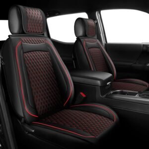 Custom Leather Seat Cover Full Set Compatible with Toyota Tacoma 2009 to 2024 TRD Sport Off Road TRD Pro Limited SR SR5 Package Access Double Extended Cab Pickup Truck (5 Pcs,...