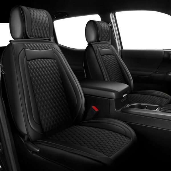Custom Leather Seat Cover Full Set Compatible with Toyota Tacoma 2009 to 2024 TRD Sport Off Road TRD Pro Limited SR SR5 Package Access Double Extended Cab Pickup Truck (5 Pcs,...