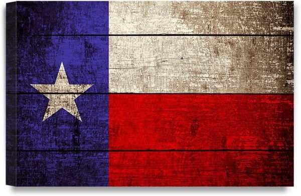 DECORARTS - Rustic Texas State Flag Wall Art, Made in USA, Archival Canvas Giclee Print, Gallery Wrapped Stretched Canvas, Vintage Farmhouse Patriotic Home Decor, Ready to Hang