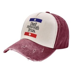 Dont Mess with Texas Cowboy Hat Men Vintage Baseball Cap Women Dad Hat Sun Hat Adjustable Trucker Hat Dark Red