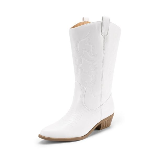 DREAM PAIRS Women's Cowboy Boots Pull On Cowgirl Boots Mid Calf Western Boots, Available in Regular and Wide Calf