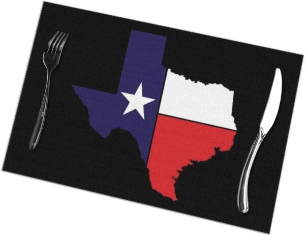 Dujiea Texas Flag Set of 6 Placemat, Durable Placemats for Kitchen Table Washable Heat Stain Resistant Anti-Skid Table Mat for Dining Kitchen Restaurant Table, 12 X 18 Inch