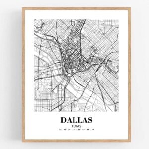 Eleville 11X14 Unframed Dallas Texas City View Abstract Road Modern Map Art Print Poster Wall Office Home Decor Minimalist Line Art Hometown Housewarming wgn303