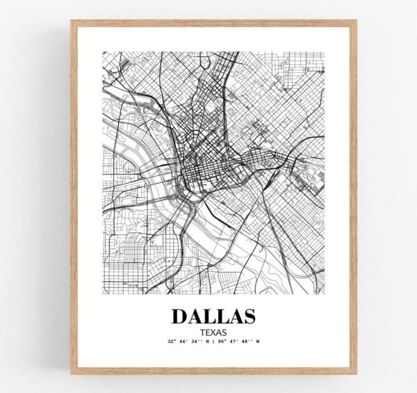 Eleville 11X14 Unframed Dallas Texas City View Abstract Road Modern Map Art Print Poster Wall Office Home Decor Minimalist Line Art Hometown Housewarming wgn303