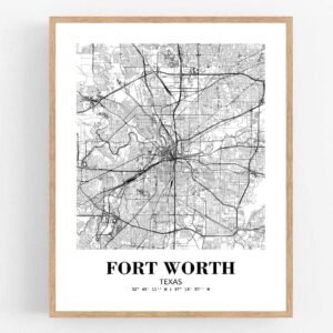 Eleville 11X14 Unframed Fort Worth Texas City View Abstract Road Modern Map Art Print Poster Wall Office Home Decor Minimalist Line Art Hometown Housewarming wgn324