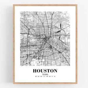 Eleville 11X14 Unframed Houston Texas City View Abstract Road Modern Map Art Print Poster Wall Office Home Decor Minimalist Line Art Hometown Housewarming wgn348