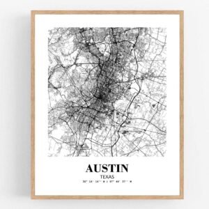 Eleville 8X10 Unframed Austin Texas United States City View Abstract Road Modern Map Art Print Poster Wall Office Home Decor Minimalist Line Art Hometown Housewarming wgn547
