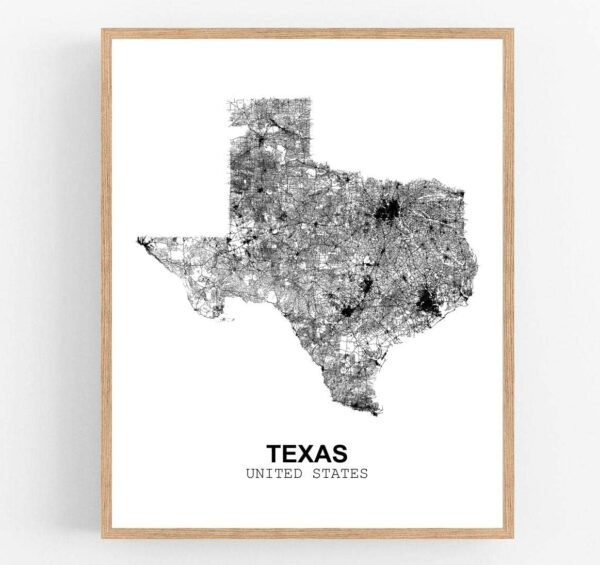 Eleville 8X10 Unframed Texas United States Country View Abstract Road Modern Map Art Print Poster Wall Office Home Decor Minimalist Line Art Hometown Housewarming wgn200