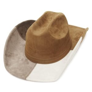 EOZY Tie Dye Denim Patchwork Cowboy Hat for Women Men Western Wide Brim Costume Party Hat
