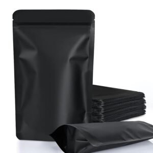 FireKylin 100 Pack Resealable Stand Up Bags,Smell Proof Pouch Sealable Foil Pouch Bags for Packaging (Black, 3.5" x 5.1")