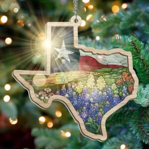 FLAGWIX Texas Gifts for Women Men - Suncatcher Christmas Ornaments 2025 for Tree Decorations - Texas Christmas Ornament Gifts for Family Mom Dad Friends, Mockingbird Ornaments...