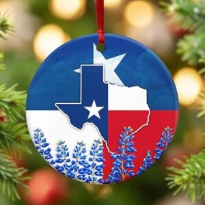 FLAGWIX Texas Gifts for Women Men - Ceramic Christmas Ornaments 2025 for Tree Decorations - Texas Christmas Ornament Gifts for Men Women, State Ornaments for Tree, Birthday Gift for Mom Dad Friends