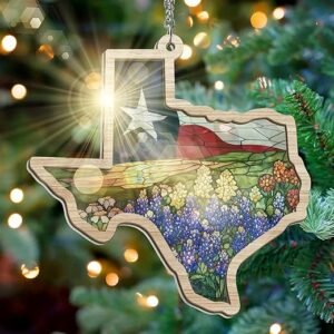 FLAGWIX Texas Gifts for Women Men - Suncatcher Christmas Ornaments 2025 for Tree Decorations - Texas Christmas Ornament Gifts for Family Mom Dad Friends, Mockingbird Ornaments for Tree