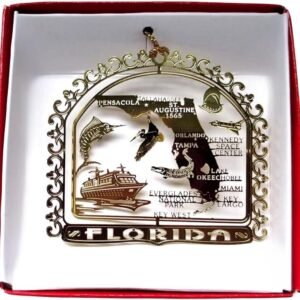 Florida State Landmarks Brass Christmas Ornament