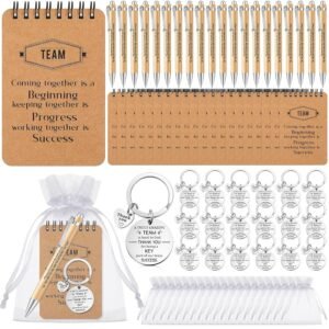 Fulmoon 80 Pcs Employee Appreciation Gifts Set Include Notepad Pen Thank You Keychain Organza Bag, Going Away Retirement Birthday Christmas Team Gift for Member...