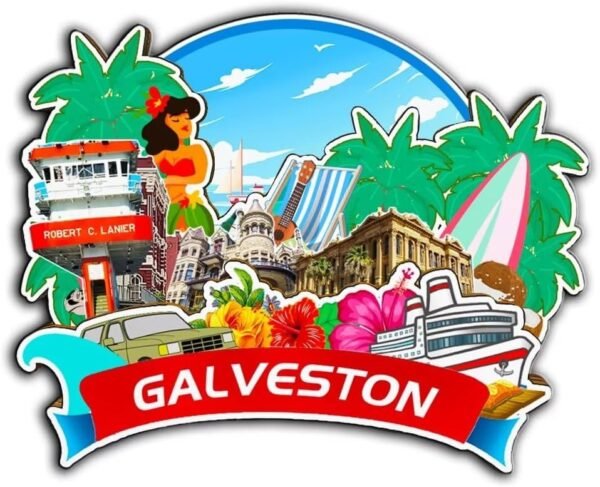 Galveston Texas USA Magnet Fridge Magnet Wooden 3D Landmarks Travel Collectible Souvenirs Decoration Handmade -3792