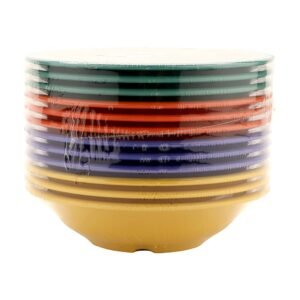 GET B-167-MIX Melamine Narrow Rim Fruit/Dessert Bowl, 16 Ounce, Assorted Colors (Set of 12)