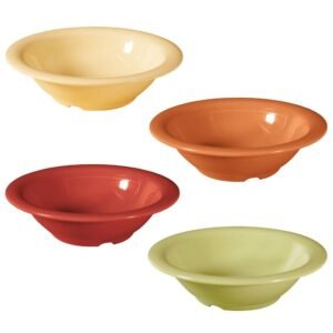 GET SP-B-127-COMBO Melamine Rimmed Cereal Bowl Pack of 4 Colors, 12 Ounce, Diamond Harvest (Set of 12)