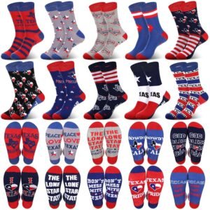 Geyoga 10 Pcs Texas Socks Novelty Texas Souvenirs Gifts City State Gift Socks Funny Travel Lover Souvenirs for Men Women