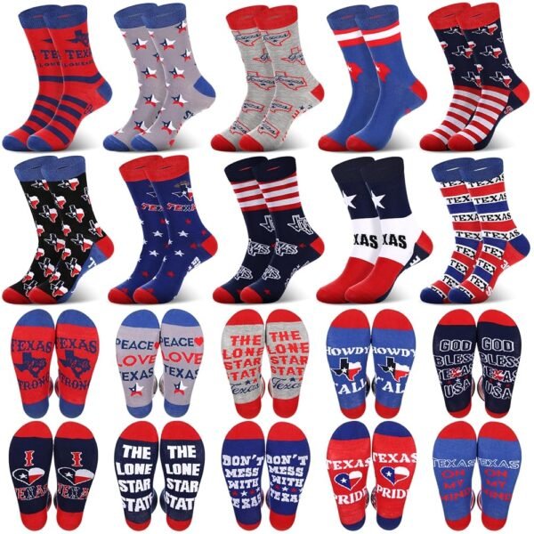 Geyoga 10 Pcs Texas Socks Novelty Texas Souvenirs Gifts City State Gift Socks Funny Travel Lover Souvenirs for Men Women