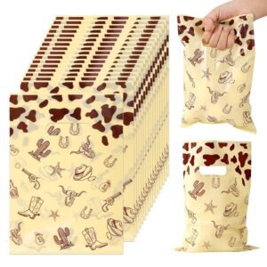 Gosknor 50pcs Plastic Cowboy Goodie Bags - Wild West Theme Party Favor Bags for Kids & Teens