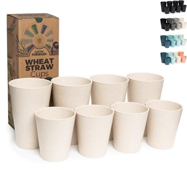 Grow Forward Premium Wheat Straw Cups - 13 & 20 oz Unbreakable BPA Free Hard Plastic Cups - Reusable Lightweight Plastic Drinking Glasses for Kitchen, Outdoor, Water, Camping,...