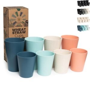 Grow Forward Premium Wheat Straw Cups - 13 & 20 oz Unbreakable BPA Free Hard Plastic Cups - Reusable Lightweight Plastic Drinking Glasses for Kitchen, Outdoor, Water, Camping,...