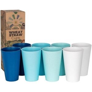 Grow Forward Premium Wheat Straw Cups - 20 oz Unbreakable BPA Free Hard Plastic Cups - Reusable Lightweight Plastic Drinking Glasses for Kitchen, Outdoor, Water, Camping, RV -...