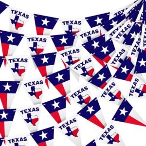 Gueevin 100ft 120 Pcs Texas History Classroom Decorations Texas Lone Star State Flag Banner Party Decorations for School Event Sport Events International Festival Celebration