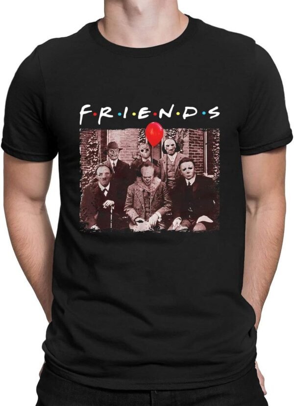 Horror Friends Halloween Shirts for Men Funny Scary Graphic Short Sleeve Fall Tee Blouse