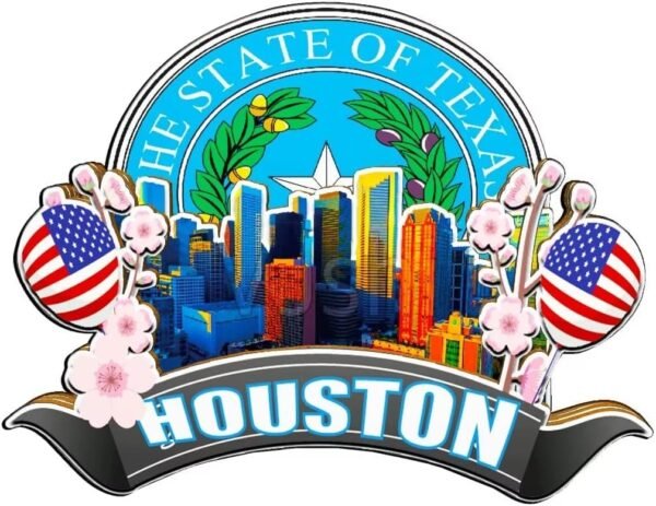 Houston Texas USA Magnet Fridge Magnet Wooden 3D Landmarks Travel Collectible Souvenirs Decoration Handmade -1953