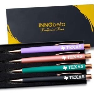 InnoBeta Texas Gifts, exas Themed Souvenirs Travel Homesick Gift, US States Themed Gifts, Ballpoint Pen Set of 4, Perfect for Birthday & Christmas