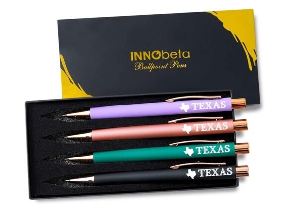 InnoBeta Texas Gifts, exas Themed Souvenirs Travel Homesick Gift, US States Themed Gifts, Ballpoint Pen Set of 4, Perfect for Birthday & Christmas