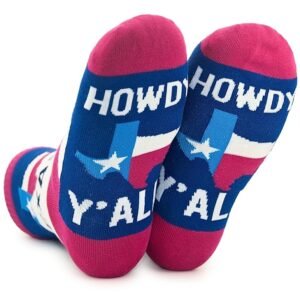 InnoBeta Texas Gifts Socks for Women Men, Texas Proud Flag Themed One Size Crew Socks, Howdy Y'all