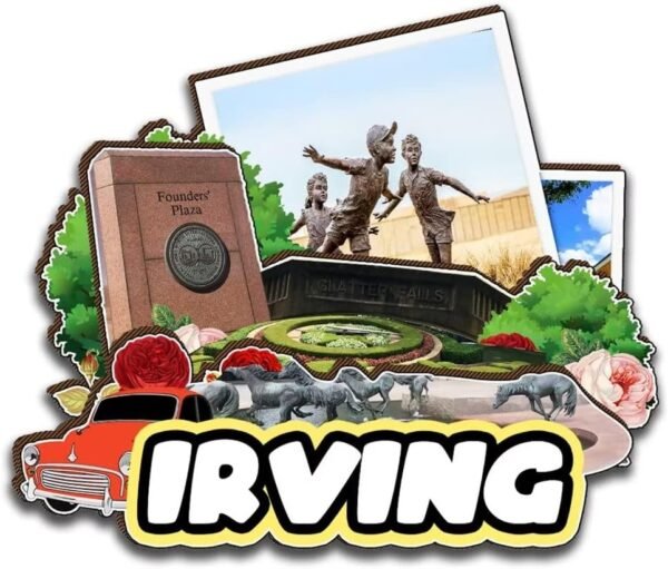 Irving Texas USA Magnet Fridge Magnet Wooden 3D Landmarks Travel Collectible Souvenirs Decoration Handmade