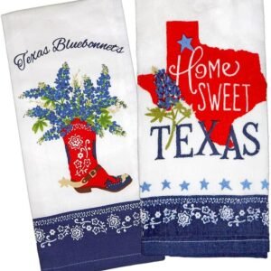 Kay Dee Designs Home Sweet Texas Bluebonnets Tea Towel and Cotton Terry Dishtowel (2 Item Bundle)