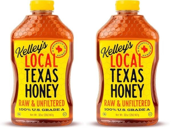 Kelley's Local Texas Raw & Unfiltered Raw Honey, Pure Honey, (32 ounce) (Pack of 2)