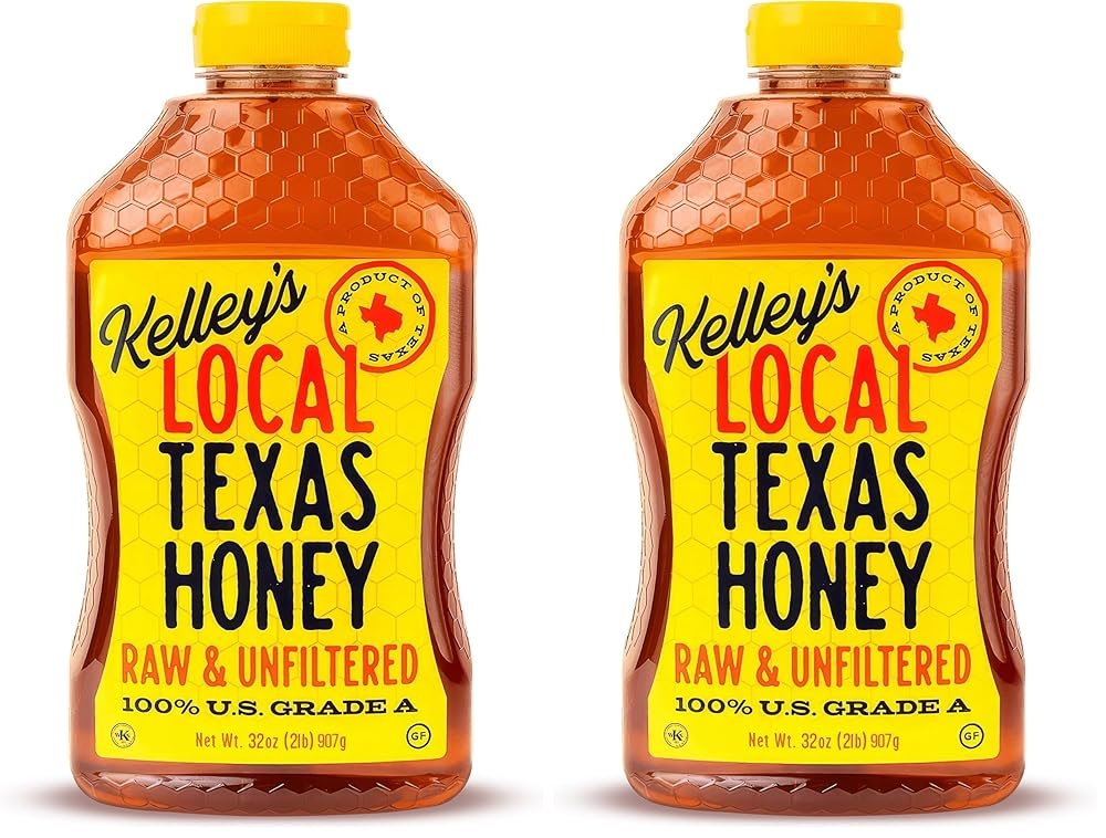 Kelley's Local Texas Raw & Unfiltered Raw Honey, Pure Honey, (32 ounce) (Pack of 2)