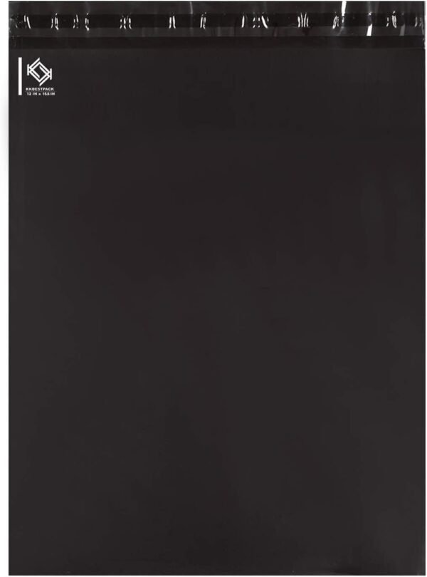 KKBESTPACK 100 Pcs 12x15.5 Poly Mailer Envelopes Shipping Bags Self Adhesive Waterproof Bags (Black), 12 x 15.5