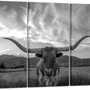 KREATIVE ARTS - Large Modern Canvas Wall Art for Home and Office Decoration Texas Animal Pictures Print Art on Canvas Longhorn Canvas Prints Giclee Artwork for Wall Decor 16x32inchx3pcs