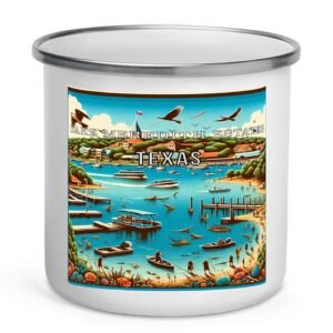 Lake Meredith Estates Texas Enamel Camp Mug – 12oz Souvenir Mug for Campers, Hikers, and Adventure Lovers