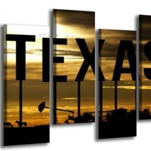 Large 6 Piece Canvas Wall Art Painting An oil field in Texas Modern Prints Giclee Stretched and Framed Picture for Home Living room Office Decor
