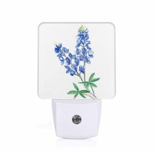 Led Night Light,Blue Texas Watercolor Bluebonnet Led Night Light Plug Into Wall with Dusk to Dawn Light Sensor White Energy Efficient Nightlight for Bedroom Hallway Living Room...