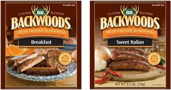 LEM Products Backwoods Breakfast Fresh Sausage Seasoning, Ideal & Products Backwoods Sweet Italian Fresh Sausage Seasoning, Ideal