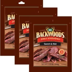 LEM Products Backwoods Sweet & Hot Jerky Seasoning, Ideal for Wild Game and Domestic Meat, Seasons Up to 5 Pounds of Meat, 5.8 Ounce Packet with Pre-Measured Cure Packet...
